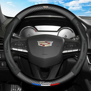 Poignées de guidon en cuir artificiel en fibre de carbone série Volkswagen, logo 5D en relief, emblème de voiture pour housse de <span class=keywords><strong>volant</strong></span> électrique - Product Image 3
