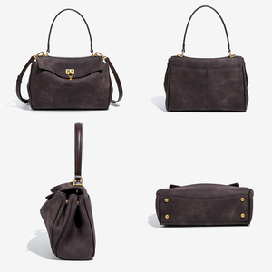 Bolsos de Mano de Cuero Marrón con Acabado Escarchado para Mujer, Diseño Moderno, Bolso Tote Vintage, Bolso Bandolera, RTS, Pedidos Mixtos al por Mayor - Product Image 2