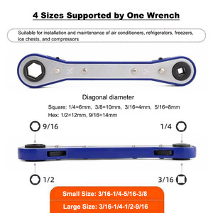 四合一双头双向棘轮扳手 方头/六角头 铬钒钢制冷扳手 省力扳手 - Product Image 3