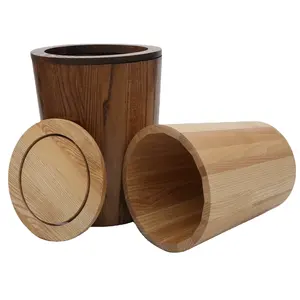 Natural wooden recycling bin Nordic wooden garbage bin for home decoration