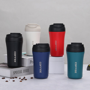 Tasse thermique personnalisée à double fonctions, avec <span class=keywords><strong>bec</strong></span> rabattable et couvercle de verrouillage, tasse de café pour voyage en acier inoxydable de 400ml avec paille - Product Image 2