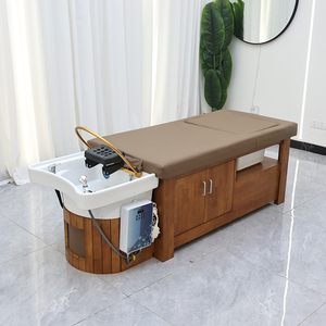 Mobilier de salon de haute qualité : Table de massage marron, Lit de spa pour le cuir chevelu, Fauteuil de lavage pour salon de coiffure, Fauteuil de pédicure avec <span class=keywords><strong>bac</strong></span> à pieds - Product Image 5