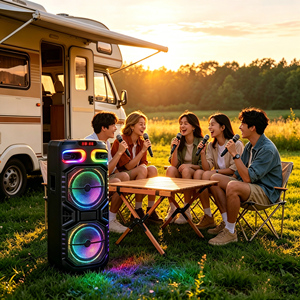 <span class=keywords><strong>Altavoz</strong></span> Karaoke Bluetooth <span class=keywords><strong>con</strong></span> Micrófono Inalámbrico, Bajos Potentes, Luces Coloridas, Sonido Nítido y Alto, <span class=keywords><strong>Altavoz</strong></span> Dual de 8 Pulgadas <span class=keywords><strong>con</strong></span> Micrófono y Bluetooth - Product Image 1