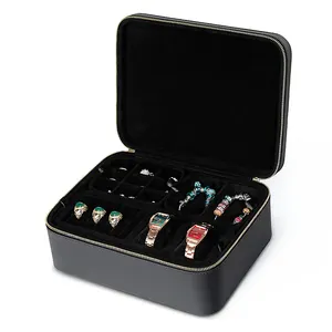 Travel Black Jewelry watch case Organizer Storage For Box Luxury 2023 leather Pillow Leather jewelry storage