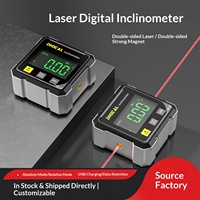 Inclinomètre magnétique à quatre côtés avec double laser, mini niveau laser, jauge d'angle électronique, outil de mesure de pente