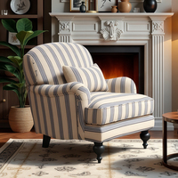 Sofá individual de estilo Retro americano, diseño informal a rayas perezoso, tela de esponja cómoda para el hogar, sala de estar, dormitorio, Villa