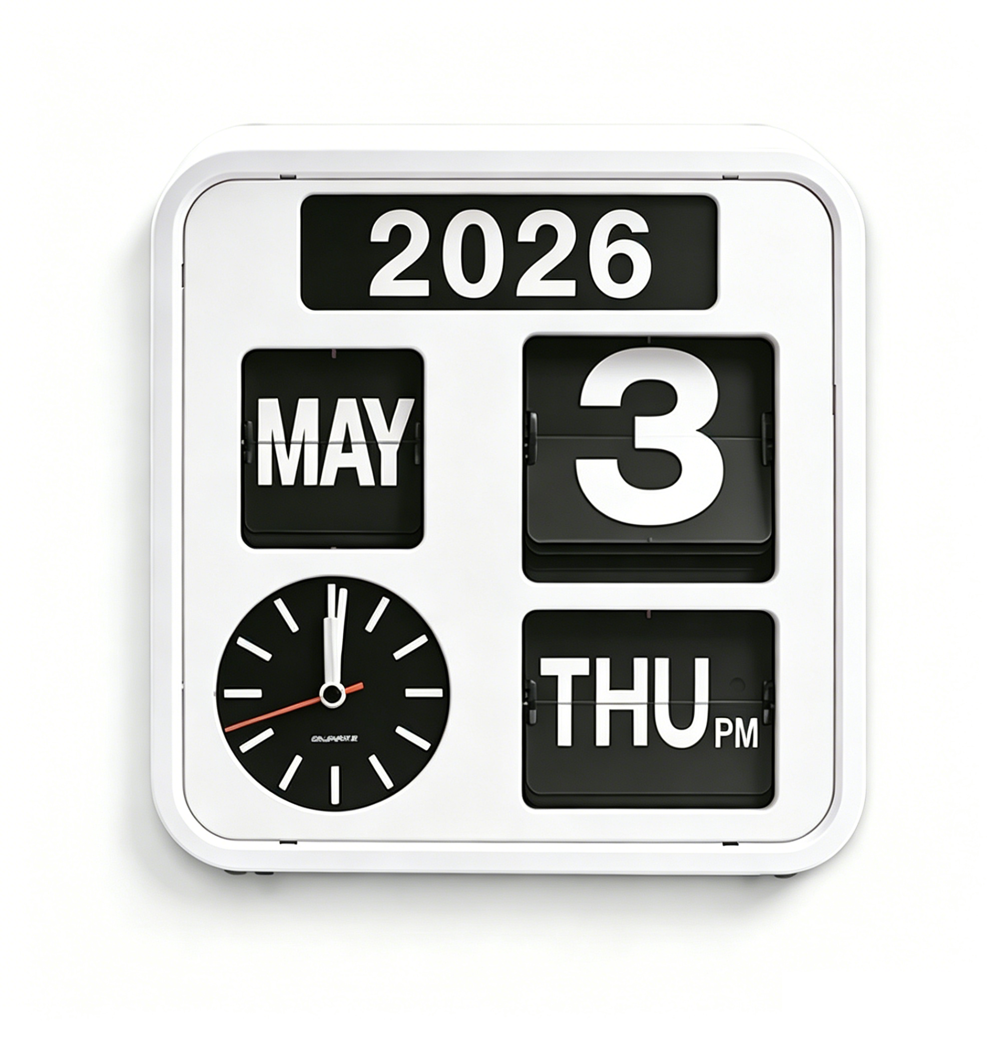 Modern Flip Calendar Clock - Decorative Quartz Analog Clock in