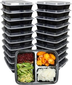 Recipientes de Plástico para Llevar Comida de Microondas con Tapas, 1, 2 y 3 Compartimentos, Desechables, para Preparación de Comidas, Lonchera para Llevar - Product Image 1