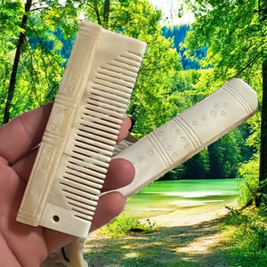 Peine de cuerno de búfalo ecológico, blanco, pequeño, de forma natural, pulido, estilo animal, artístico, coleccionable, fino y grueso, para el cuidado personal de precisión. - Product Image 2