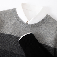 Pull-over en laine 100 % pour homme, personnalisé avec logo, col rond, coupe ample, colorblock, épais, vente en gros