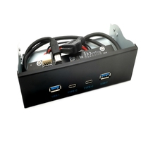 5,25 "pulgadas USB 3,0 y tipo C Panel frontal de metal Hub USB con conector de alimentación SATA de 15 pines