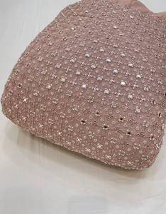 Tissu en Chiffon Pur Brodé à la Main avec Perles, Idéal pour Robes de Mariée – Disponible en Gros - Product Image 1