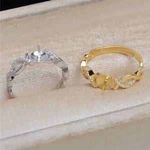 S925 Silver <b>Pearl</b> Ring Accessories Female DIY Fried Dough Twists Empty Holder 7-9 Open Ring Hand Jewelry Product <b>Loose</b> <b>Pearls</b> - Product Image 2