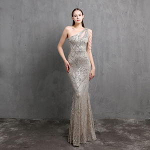 Sexy Lady Slim Bodycon <span class=keywords><strong>Prom</strong></span> Kleider Formale Party Maxi Lange Pailletten Plus Size One Shoulder Fishtail Mermaid Abendkleid für Frauen - Product Image 6