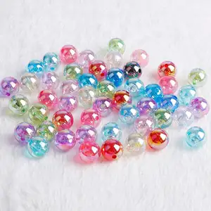 도매 100pcs 14 색 6/8/10/12mm 아크릴 투명 비즈 2mm 매력 팔찌 목걸이 DIY 쥬얼리 만들기