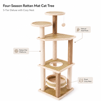 Torre para Gatos Moderna y Ecológica de 47 Pulgadas, Árbol para Gatos de 4 Niveles para Interiores, 2 Condominios, Centro de Actividades de Cartón, Rascador