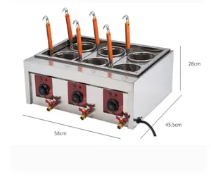 التجاريه معدات المطبخ الطبخ 6 حفرة ماكينة معكرونة فولاذية مقاومة للصدأ طباخ