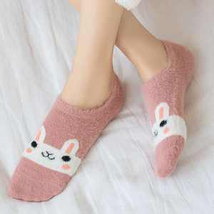 महिलाओं के मोजे महिलाओं लघु मोटी अदृश्य गर्म मोजे सर्दियों वसंत अदृश्य चप्पल कोई शो कम कट पालतू प्यारा टखने जुर्राब - Product Image 2