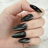 Klaar voor verzending: 24 stuks effen gekleurde kattenoog opzetnagels, lange amandelvorm, magnetisch, diverse kleuren, herbruikbare kunstnagels, groothandel