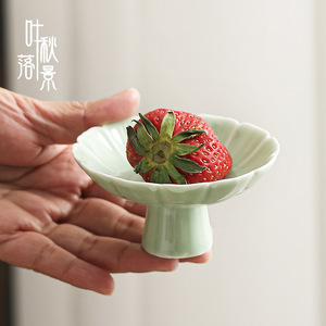 Juego de platos de porcelana con forma de flor y base alta para frutas y aperitivos, estilo chino moderno, para uso doméstico y fiestas. - Product Image 2