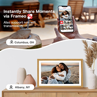 Cadre photo numérique intelligent 15,6 pouces en bois avec écran tactile WiFi 1080P FHD, contrôle par application, stockage 64 Go, prise en charge MP4/MP3