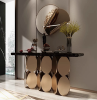 Table console de luxe en marbre et acier inoxydable doré pour intérieur – Offre spéciale