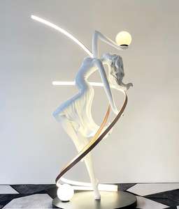 โคมไฟ LED สีขาวรูปนางระบำเรซินตั้งพื้นสำหรับคลับบาร์เต้นรำศิลปะสำหรับเด็กผู้หญิงใช้ในบ้านโคมไฟ LED สีขาว - Product Image 2