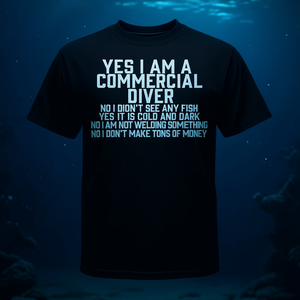 Camiseta promocional negra para hombre con la inscripción Yes I Am A Commercial Diver - Product Image 3