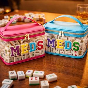 Bolsa de Almacenamiento de Mahjong Transparente de PVC con Letras Bordadas, Gran Capacidad, Portátil, Impermeable, con Cierre - Product Image 5