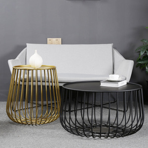Table basse nordique en fer forgé, ligne ronde créative, avec marbre, pour salon, maison, combinaison de table ronde - Product Image 2