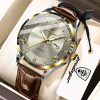 Montre pour homme de style original, boîtier en acier inoxydable, bracelet en cuir, cadran à chiffres romains, lumineuse, étanche, pour les affaires