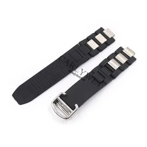 En Stock en EE. UU. y Libre de Impuestos para <span class=keywords><strong>Cartier</strong></span> 21 W10198U2 W10125U2 W10197U2 W10184U2 Correa de Reloj de <span class=keywords><strong>Caucho</strong></span> Negro de 20mm con Cierre Plateado - Product Image 4