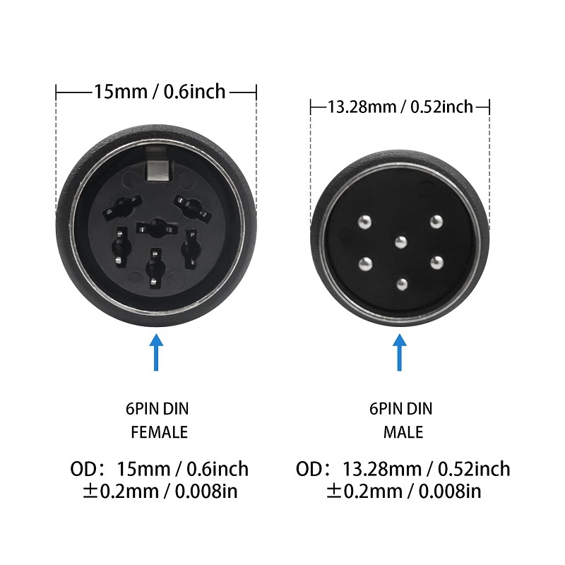 Câble DIN Mâle Vers Femelle 6 Broches Extension 9,8 Pieds - Connexion Audio Flexible Plug & Play