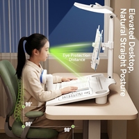 Lampe de bureau LED rechargeable multifonctionnelle à 3 couleurs avec variateur d'intensité, protection oculaire, support de lecture réglable et horloge