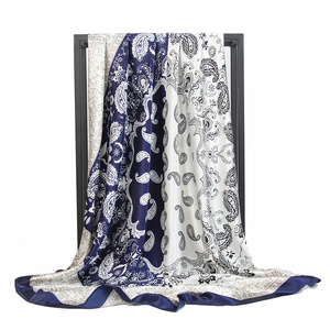 Nâu Xanh Trắng Paisley in khăn lụa giả cho cổ và tóc - Product Image 4