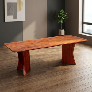 Table à manger rectangulaire TACASA durable pour 10 personnes, style moderne du milieu du siècle, stable, en bois de noyer massif, finition PU, meubles pour appartement et maison - Product Image 3