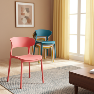 Sillas de Comedor Convertibles de Plástico con Respaldo Grueso, Diseño Moderno y Sencillo, para Hogar, Comercio, Restaurante, Estilo Nórdico, <span class=keywords><strong>Silla</strong></span> de Maquillaje de PP - Product Image 2