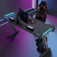 Yizhuo — bureau d'ordinateur en forme de Z, couleur noir ou rouge, Style de course, Pc de bureau, Gaming, lumière RGB, pour Gamer