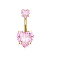 Shuangshuo Zircon Belly Ring Stainless Steel Piercing Jewelry Heart Pendant Belly Button Ring Women's Sex Body Jewelry