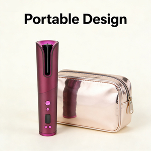 Fer à <span class=keywords><strong>boucler</strong></span> automatique sans fil rotatif avec chauffage PTC, écran LED, plage de température 140-220°C, batterie au lithium/USB - Product Image 2