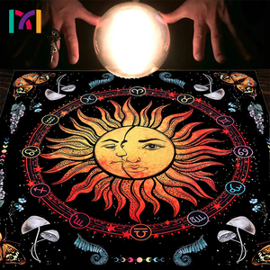 Paño de <span class=keywords><strong>Tarot</strong></span> Sun Moon Star India estera dorada Franela gruesa Mantel de <span class=keywords><strong>tarot</strong></span> de orillo de alta calidad - Product Image 1