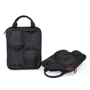 Estuche de Viaje de Lujo Personalizado para Copas de Vino, de Cuero Rígido, a Prueba de Golpes, con Interior de EVA, Bolsa de Transporte para Botellas y Copas de Vino - Product Image 1