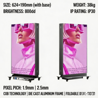 Schermo LED Pieghevole di Nuova Concezione per Esposizione Poster, Supporta Visualizzazione Video e Immagini per Centri Commerciali