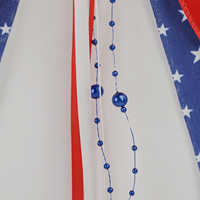 Grande décoration patriotique pour la porte d'entrée : Couronne de la Guerre du Vietnam en ruban de toile de jute rouge et bleu avec étoiles du drapeau américain et nœud pour le Memorial Day