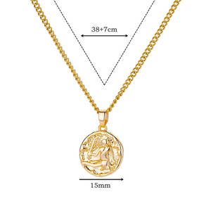 Mode explosive Niche Zodiac Relief Clavicule Chaîne Zodiaque Collier En Acier Inoxydable Collier Cadeaux pour Femmes - Product Image 5