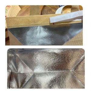 Brown Waterproof Coated Dupont Lunch Bag for Kids Insulated Lunch Cooler <b>Tyvek</b> Bag for Food with Custom logo - Product Image 6