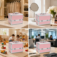 Valise de maquillage professionnelle en aluminium rose, trousse de beauté, valise de maquillage personnelle en aluminium pour artiste
