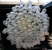 Lustre LED de luxe en laiton de style américain avec verre texturé pour villa, hall d'hôtel, éclairage intérieur