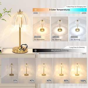 Lámpara <span class=keywords><strong>de</strong></span> Mesa Cilíndrica <span class=keywords><strong>de</strong></span> <span class=keywords><strong>Vidrio</strong></span> Moderna Recargable, Control Táctil, 3 Colores LED, Inalámbrica, Decorativa, para Mesita <span class=keywords><strong>de</strong></span> Noche o Restaurante - Product Image 3