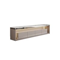 Meuble TV moderne, durable et écologique avec rangement, plateau en pierre frittée, mobilier de salon